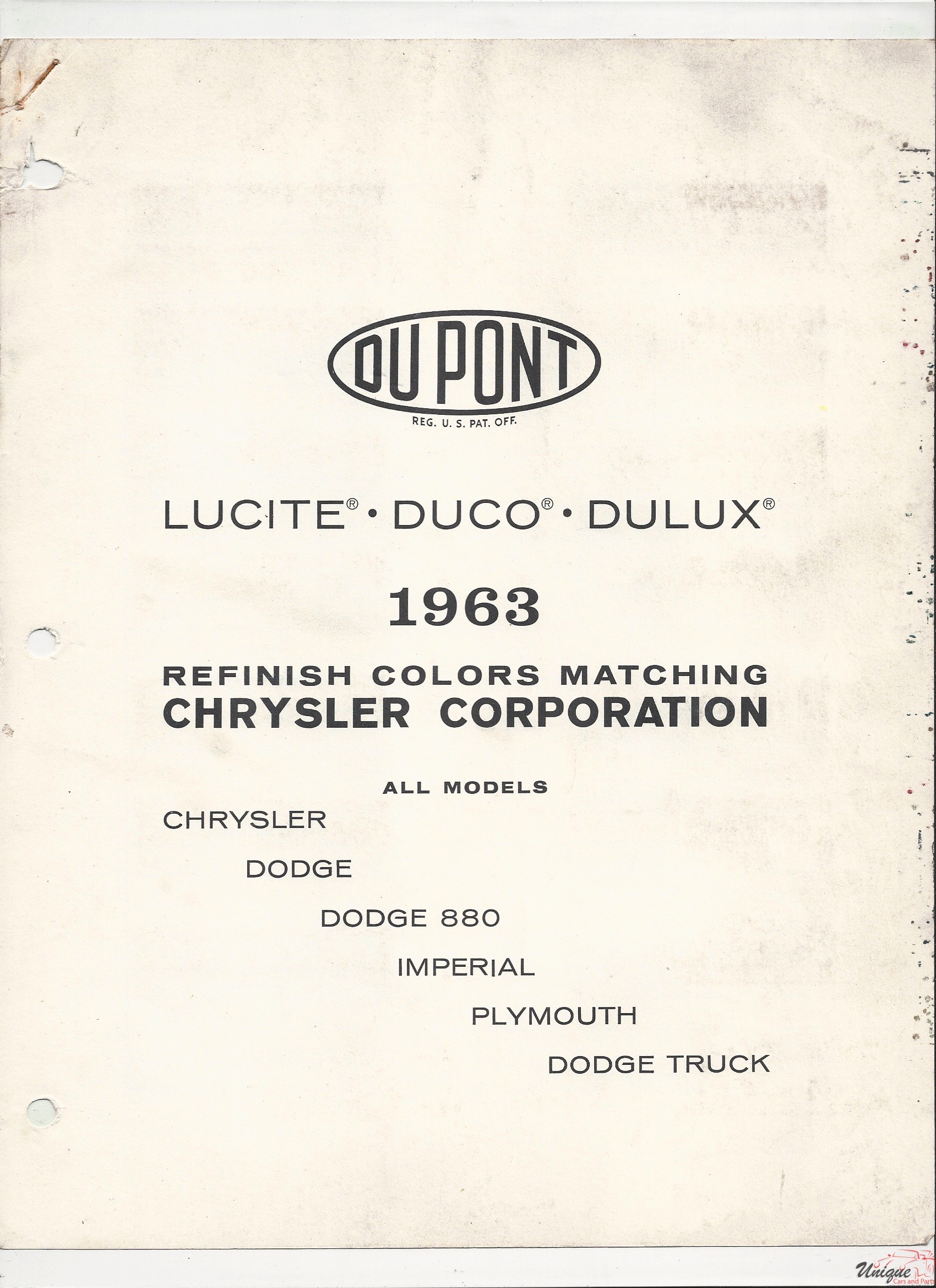 1963 Chrysler Paint Charts